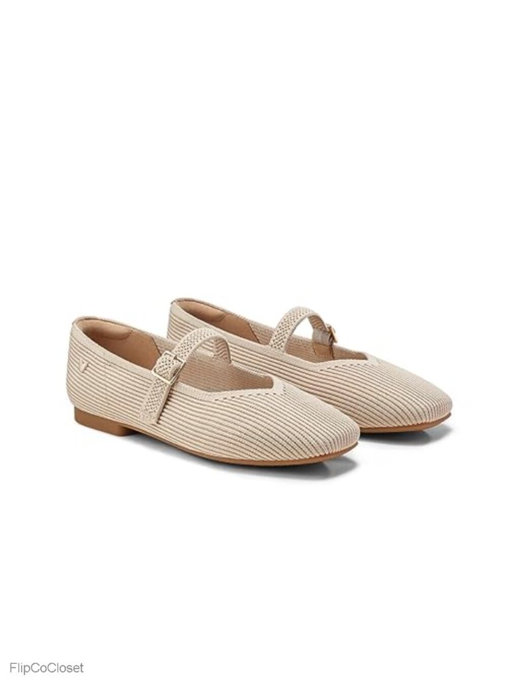 Mary Jane Square-Toe Ballet Flats Knit Upper Comfortable